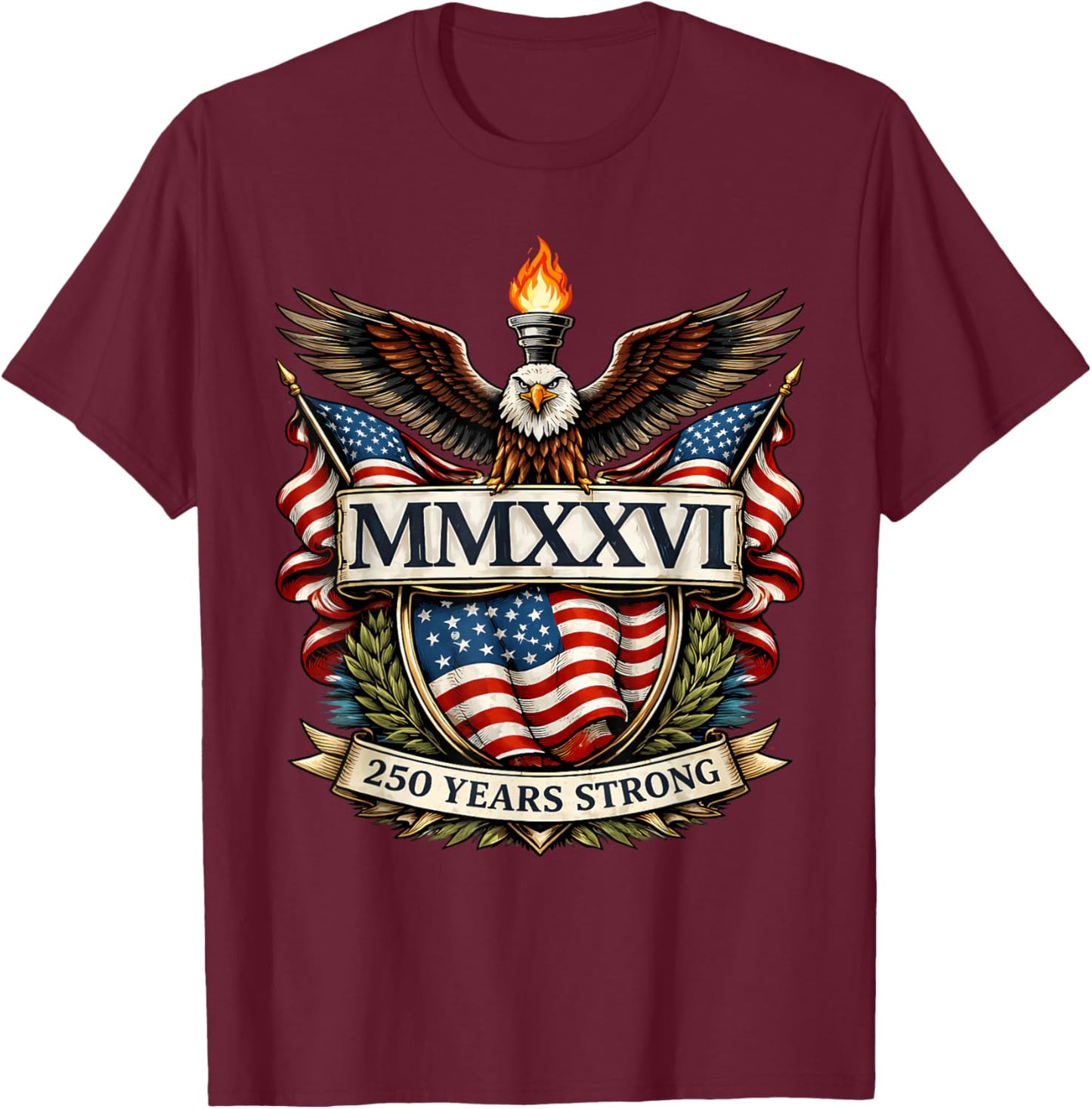 Flag Vintage 250 Years American 1776 2026 250th USA Birthday T-Shirt - T-Shirt | Maroon