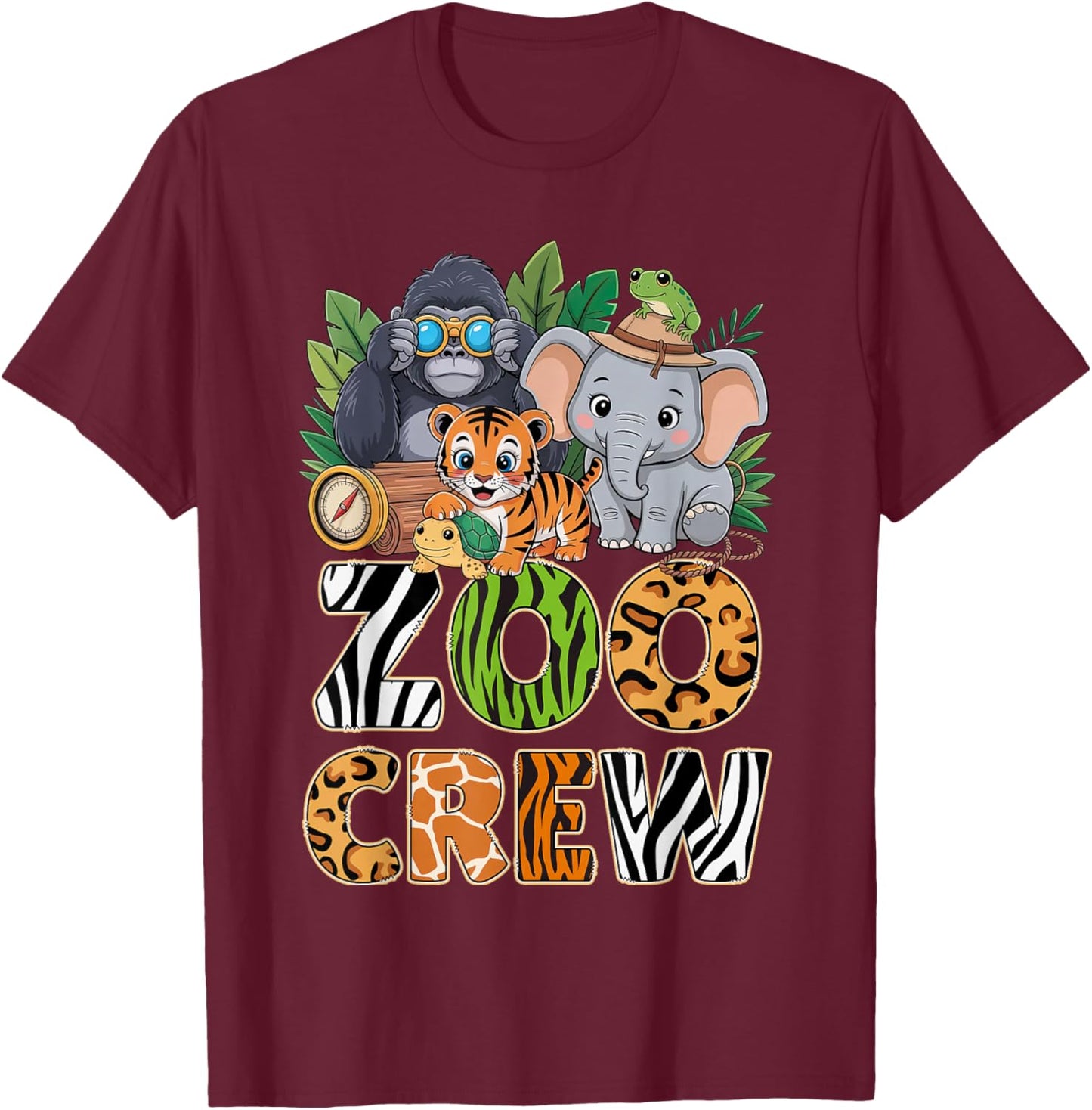 Zoo Crew Cute Jungle Animals Safari Adventure Zoo Keeper T-Shirt - T-Shirt | Maroon