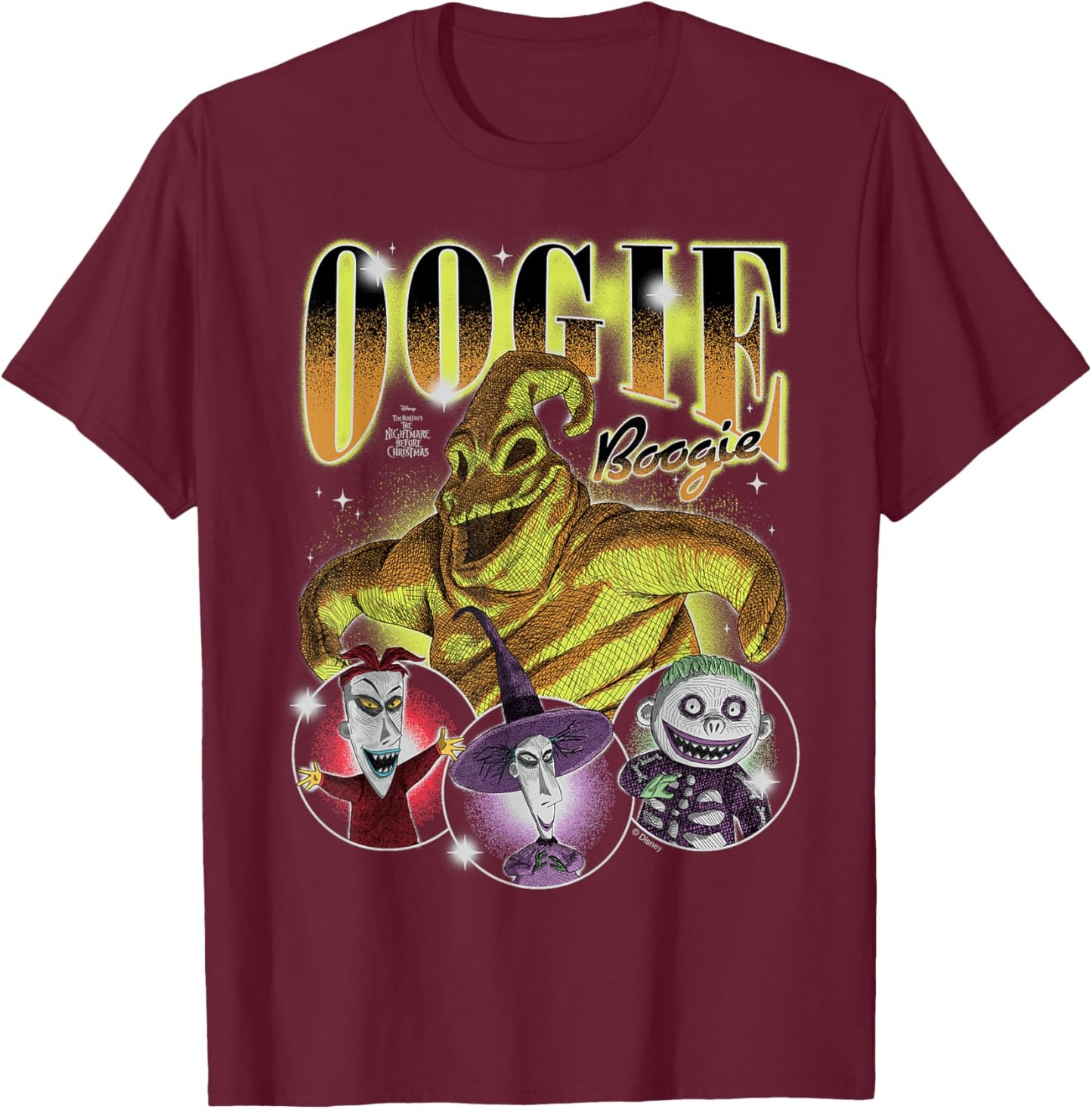 Oogie Boogie Spooky Fun Disney Villain Design T-Shirt - T-Shirt | Maroon