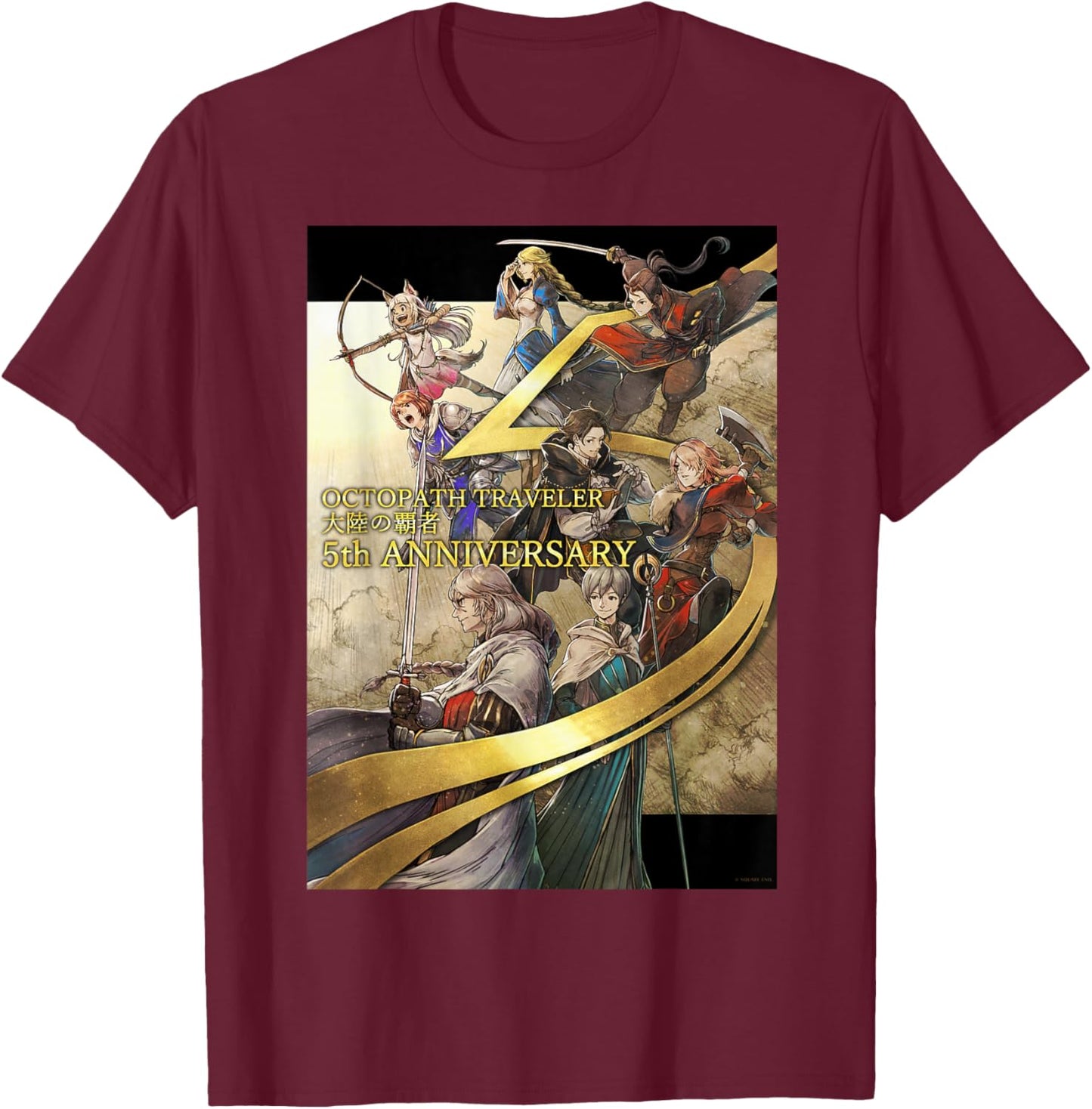 OCTOPATH Traveler: COTC - 5th Anniversary T-Shirt - T-Shirt | Maroon