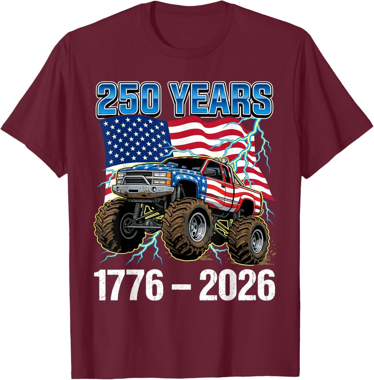 250 Years American 1776 2026 250th Toddler Boys 4th of July T-Shirt - T-Shirt | Maroon