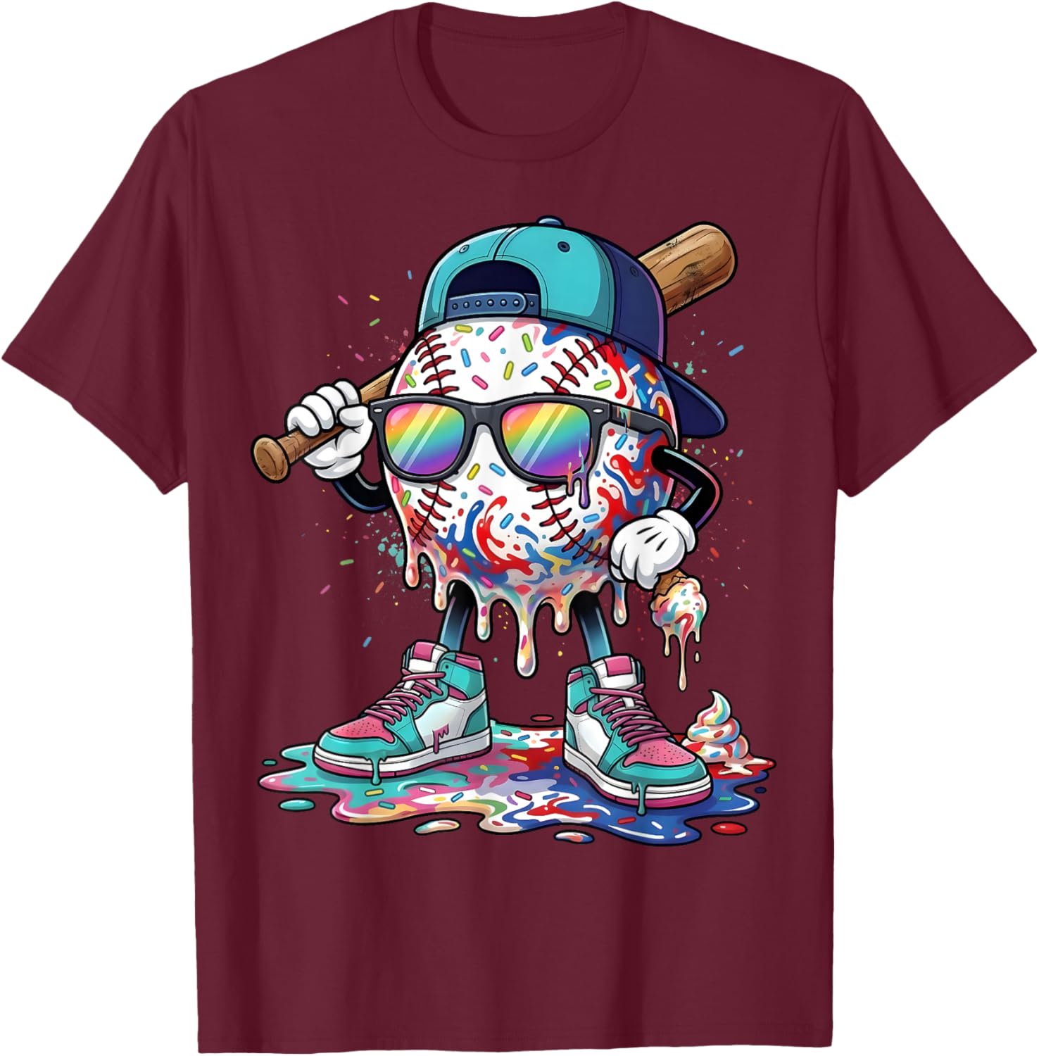 Funny Baseball Life Style 101 Apparel Baseball Drip Boys Kid T-Shirt - T-Shirt | Maroon