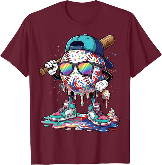 Funny Baseball Life Style 101 Apparel Baseball Drip Boys Kid T-Shirt - T-Shirt | Maroon