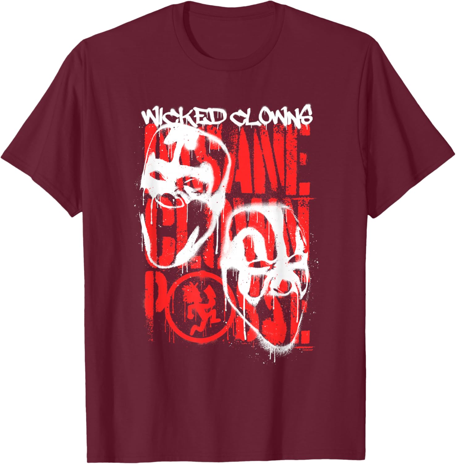 ICP Spray Painted Wicked Clowns Graffiti Hip Hop T-Shirt - T-Shirt | Maroon