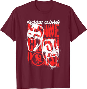 ICP Spray Painted Wicked Clowns Graffiti Hip Hop T-Shirt - T-Shirt | Maroon