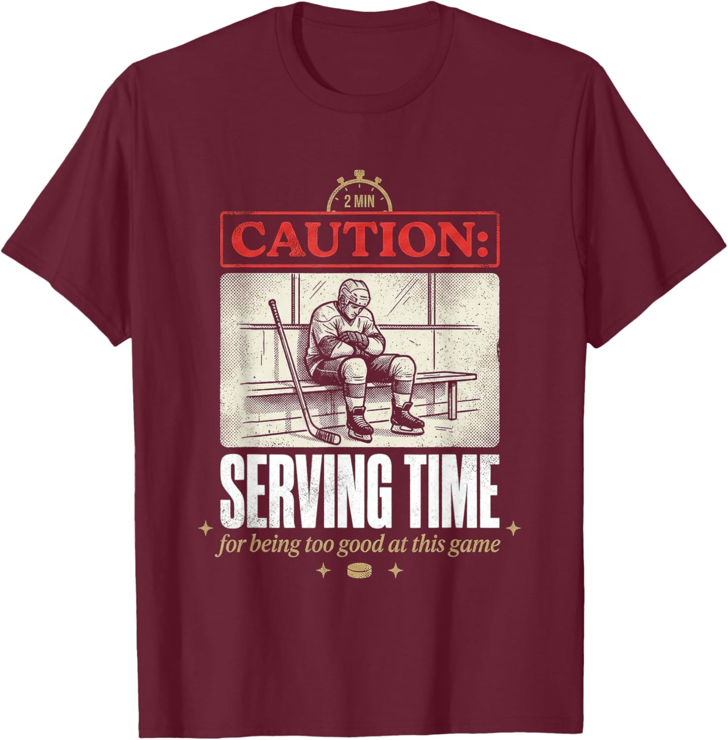 Funny Ice Hockey Penalty Box T-Shirt - T-Shirt | Maroon
