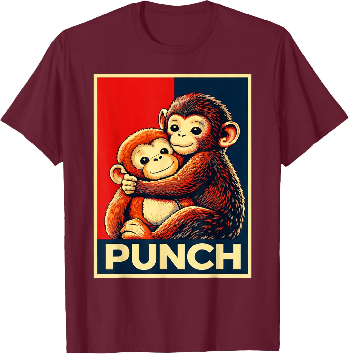 Baby Monkey Named Punch T-Shirt - T-Shirt | Maroon