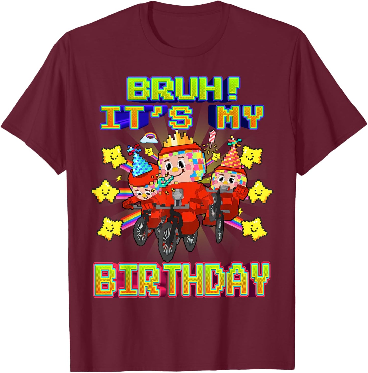 Bruh It's My Birthday Funny Los Chicleteira Brainrot Meme T-Shirt - T-Shirt | Maroon