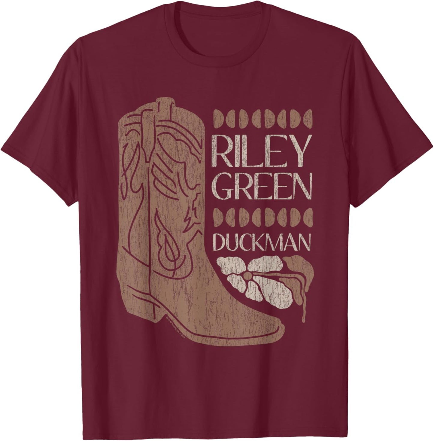 Riley Green Cowboy Boot and Flower Country Music T-Shirt - T-Shirt | Maroon