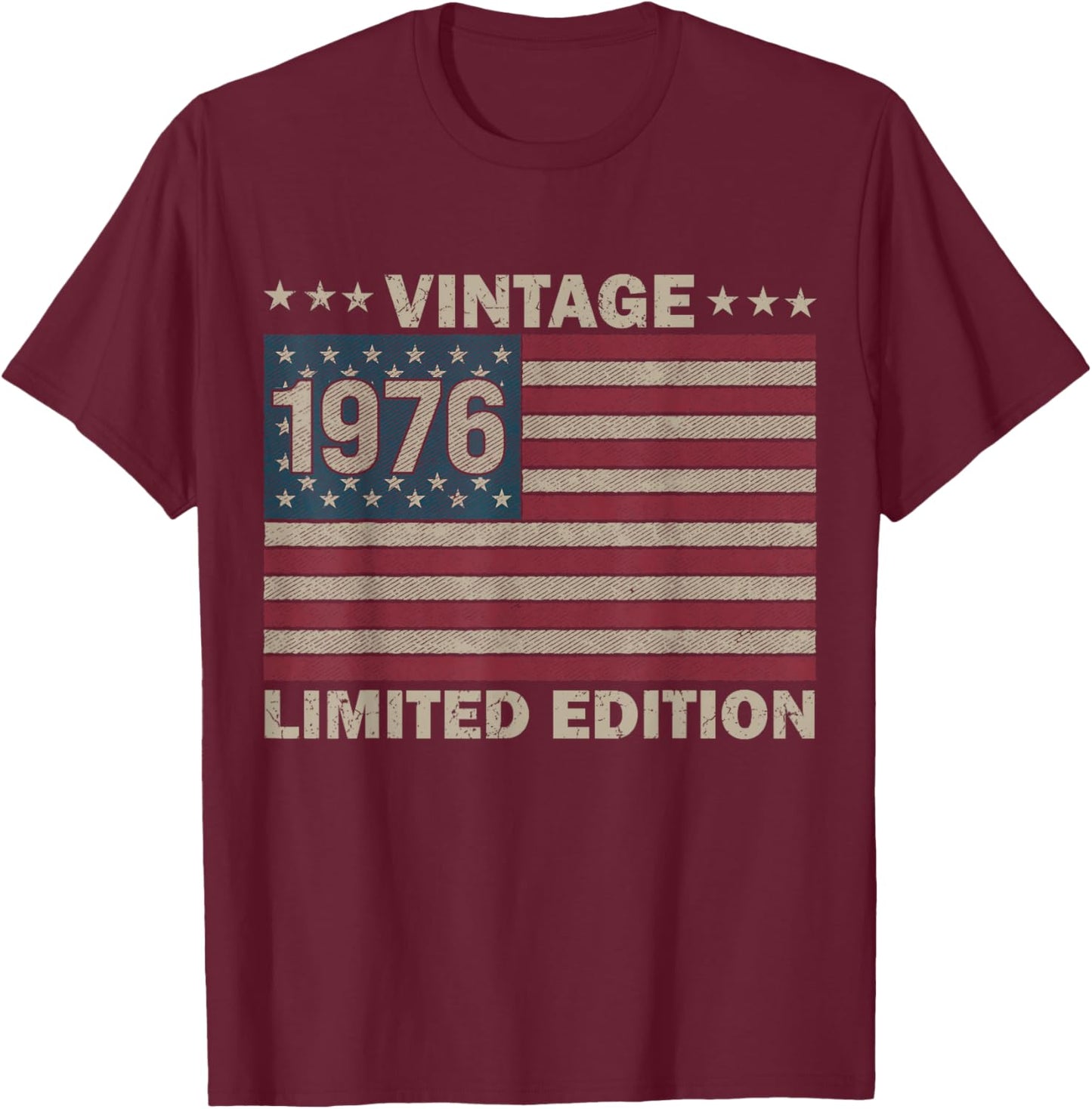 US Flag 50 Birthday American USA Men 50yr 1976 50th Birthday T-Shirt - T-Shirt | Maroon