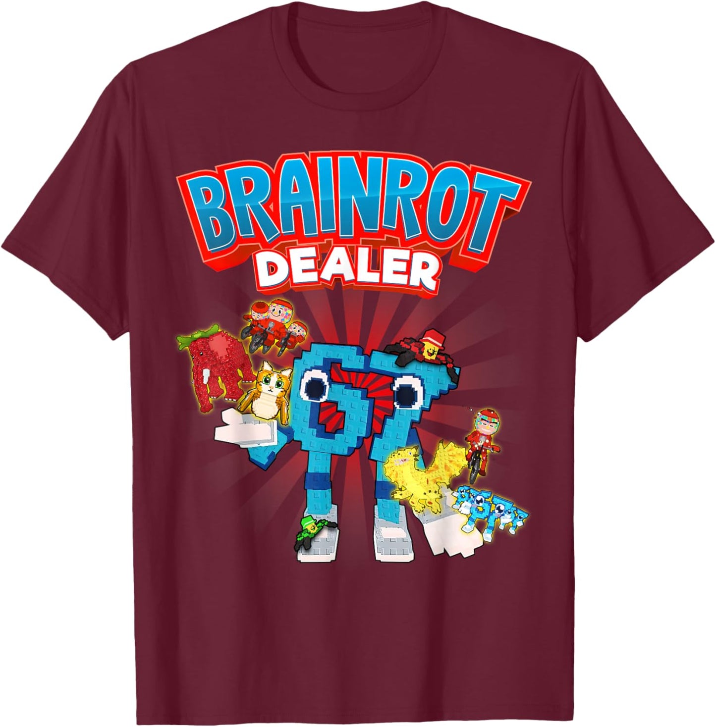 Brainrot Dealer Funny Every Brainrots for Boys Kids Teens T-Shirt - T-Shirt | Maroon