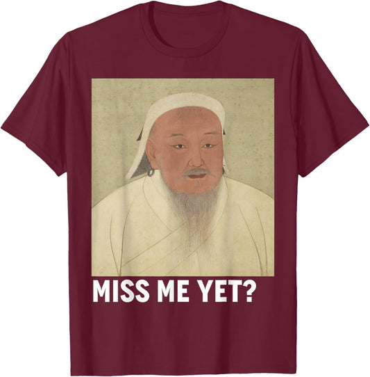 Genghis Khan Portrait T-Shirt - T-Shirt | Maroon