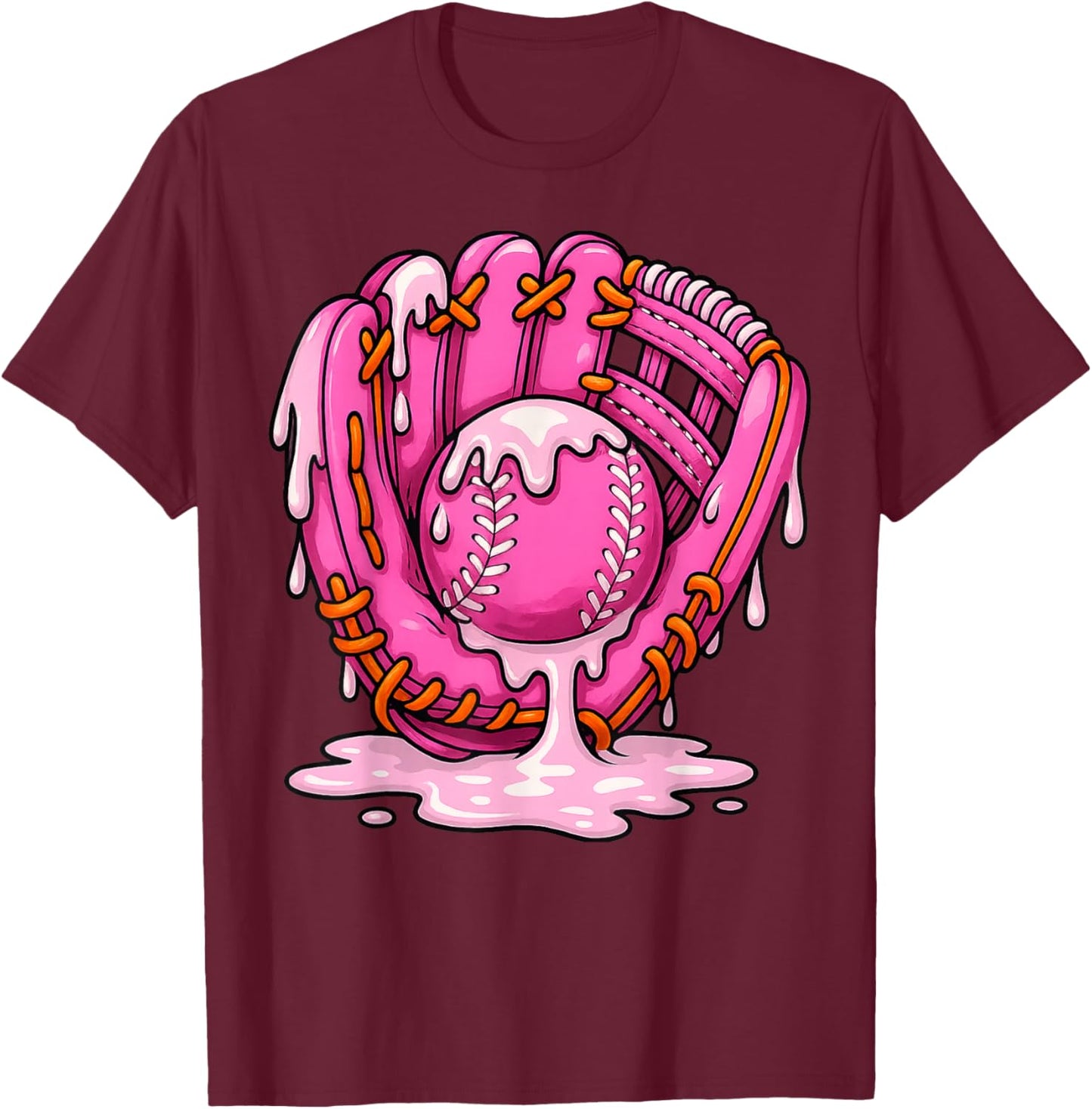 Baseball Drip Team for Boys and Girls Ice Cream Cool T-Shirt - T-Shirt | Maroon