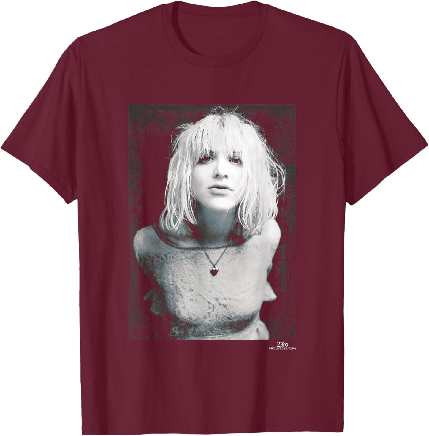 Hole Singer Courtney Love Portrait by Phil Nicholls T-Shirt - T-Shirt | Maroon