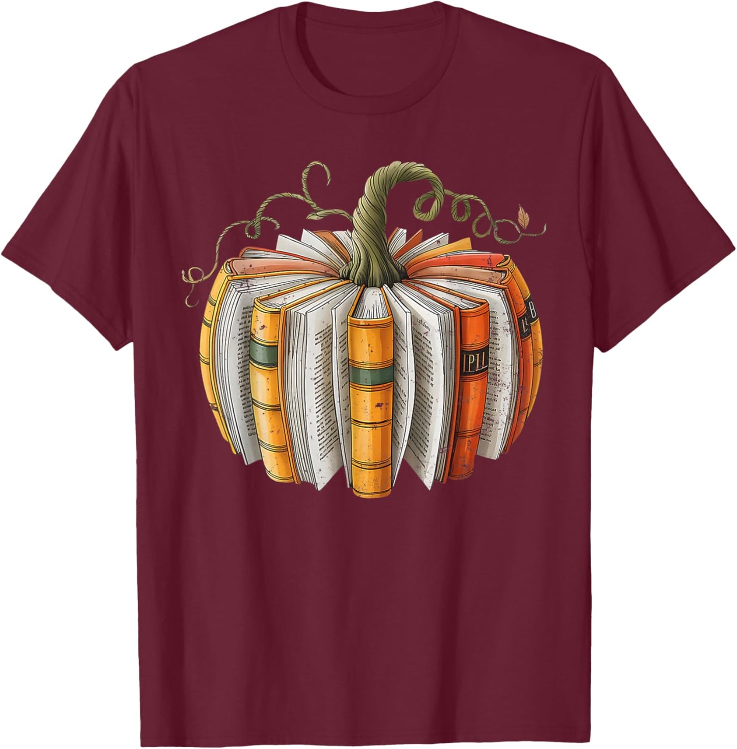 Teachers Students Fall Book Pumpkin Fall Librarians Bookworm T-Shirt - T-Shirt | Maroon