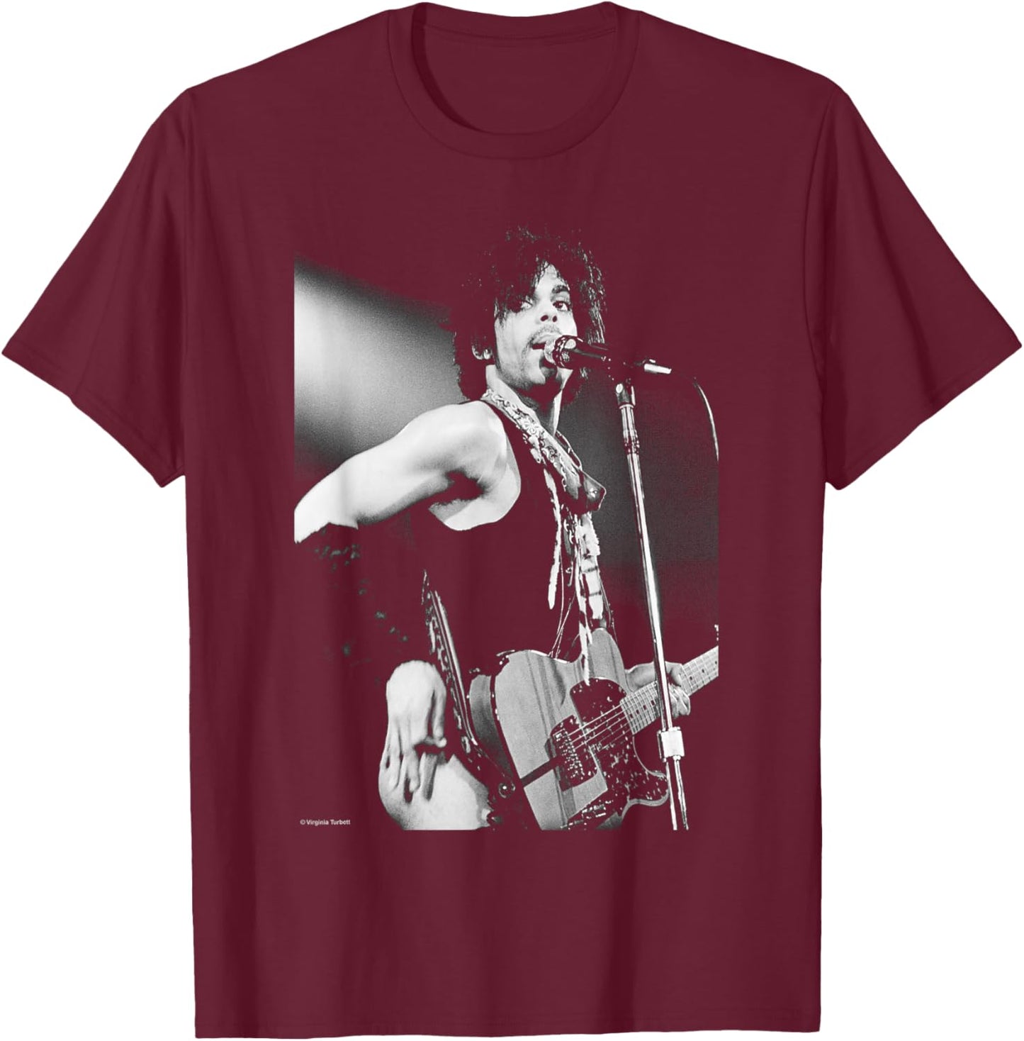 Prince Amsterdam 1981 Purple Rain Guitar by Virginia Turbett T-Shirt - T-Shirt | Maroon
