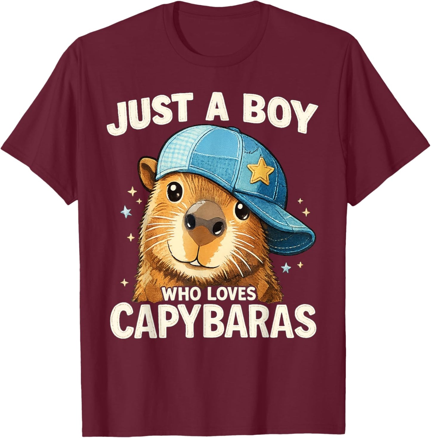 Just A Boy Who Loves Capybaras Funny Capybara Boys T-Shirt - T-Shirt | Maroon