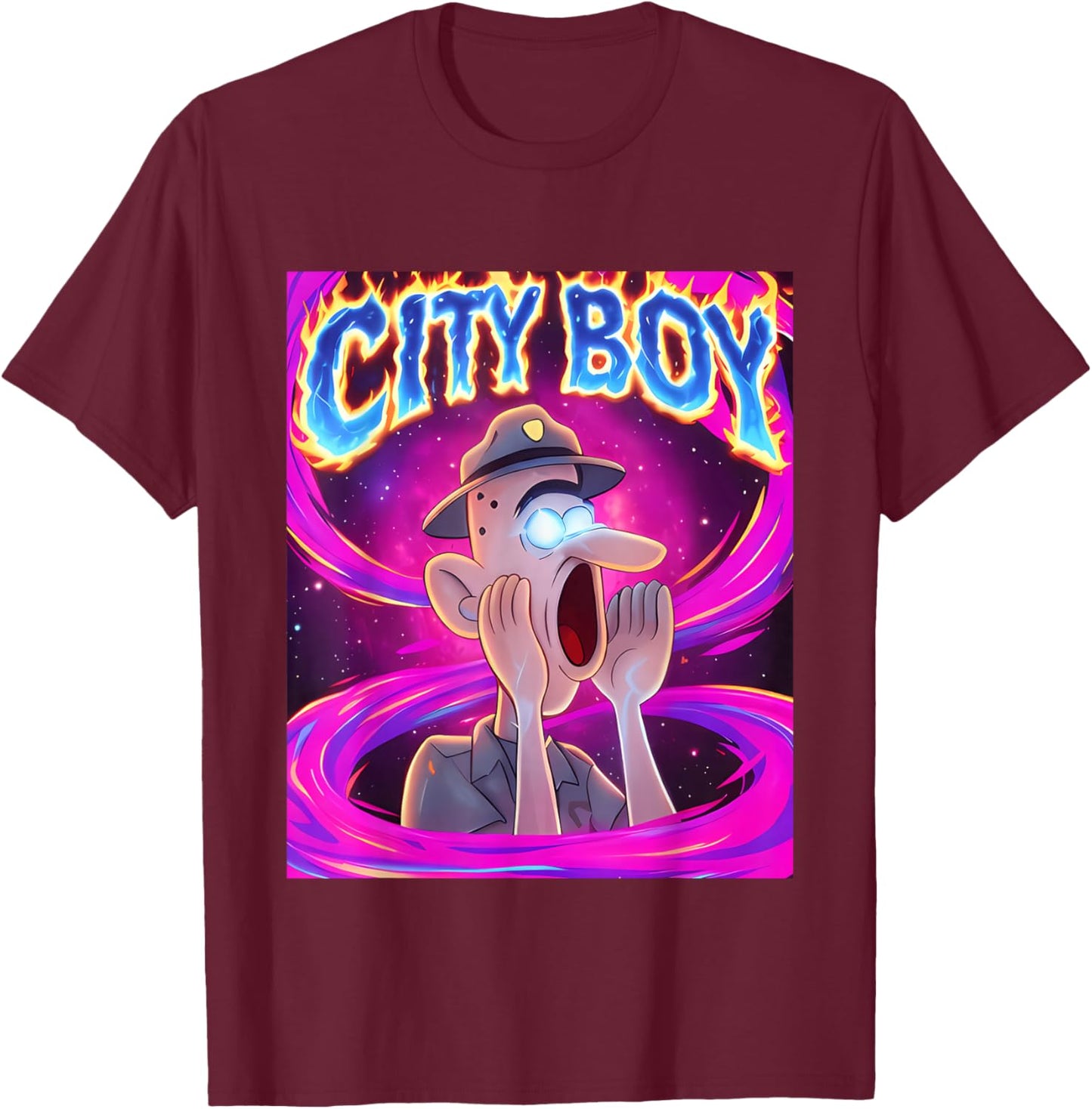 City Boy Brainrot Meme Reaction Loud Funny Cartoon T-Shirt - T-Shirt | Maroon
