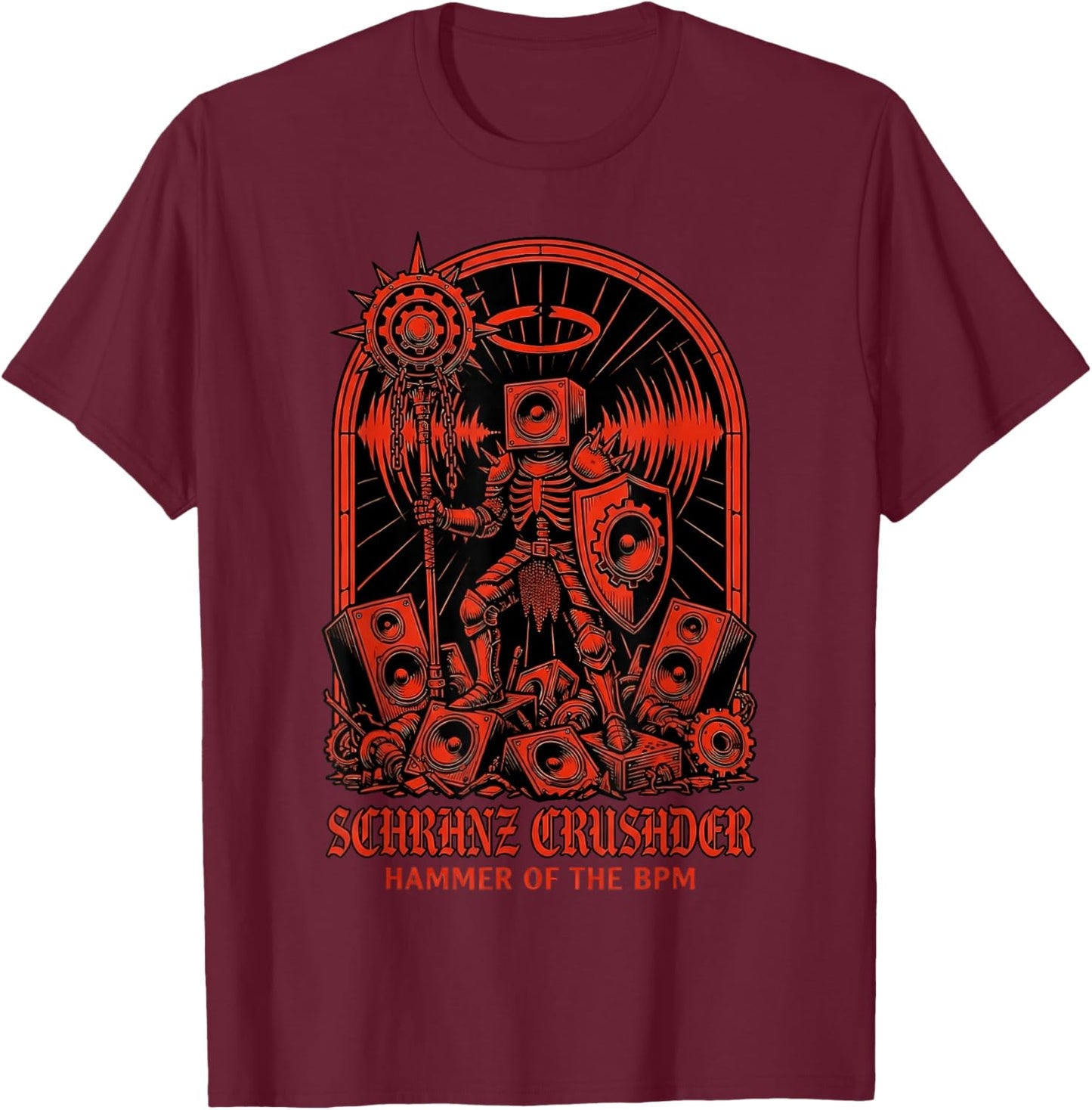 Hard Techno Schranz Crusader BPM T-Shirt - T-Shirt | Maroon