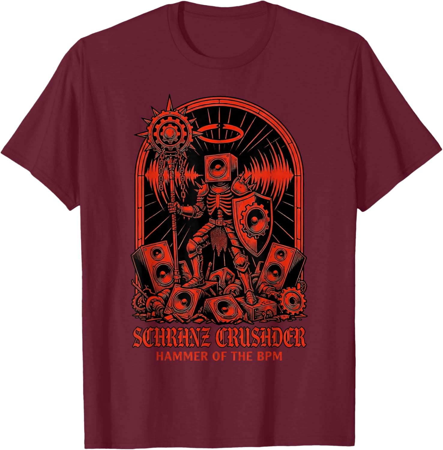 Hard Techno Schranz Crusader BPM T-Shirt - T-Shirt | Maroon