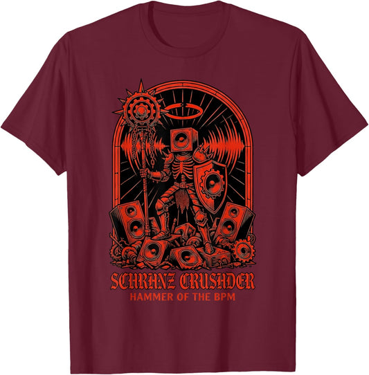 Hard Techno Schranz Crusader BPM T-Shirt - T-Shirt | Maroon