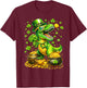 St Patricks Day Dinosaur T Rex Shamrock Kids Boys T-Shirt - T-Shirt | Maroon