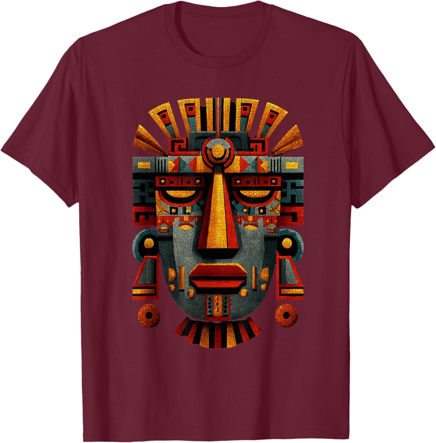 Aztec Toltec Inca Maya Mexican Feathered Mayan Indigenous T-Shirt - T-Shirt | Maroon