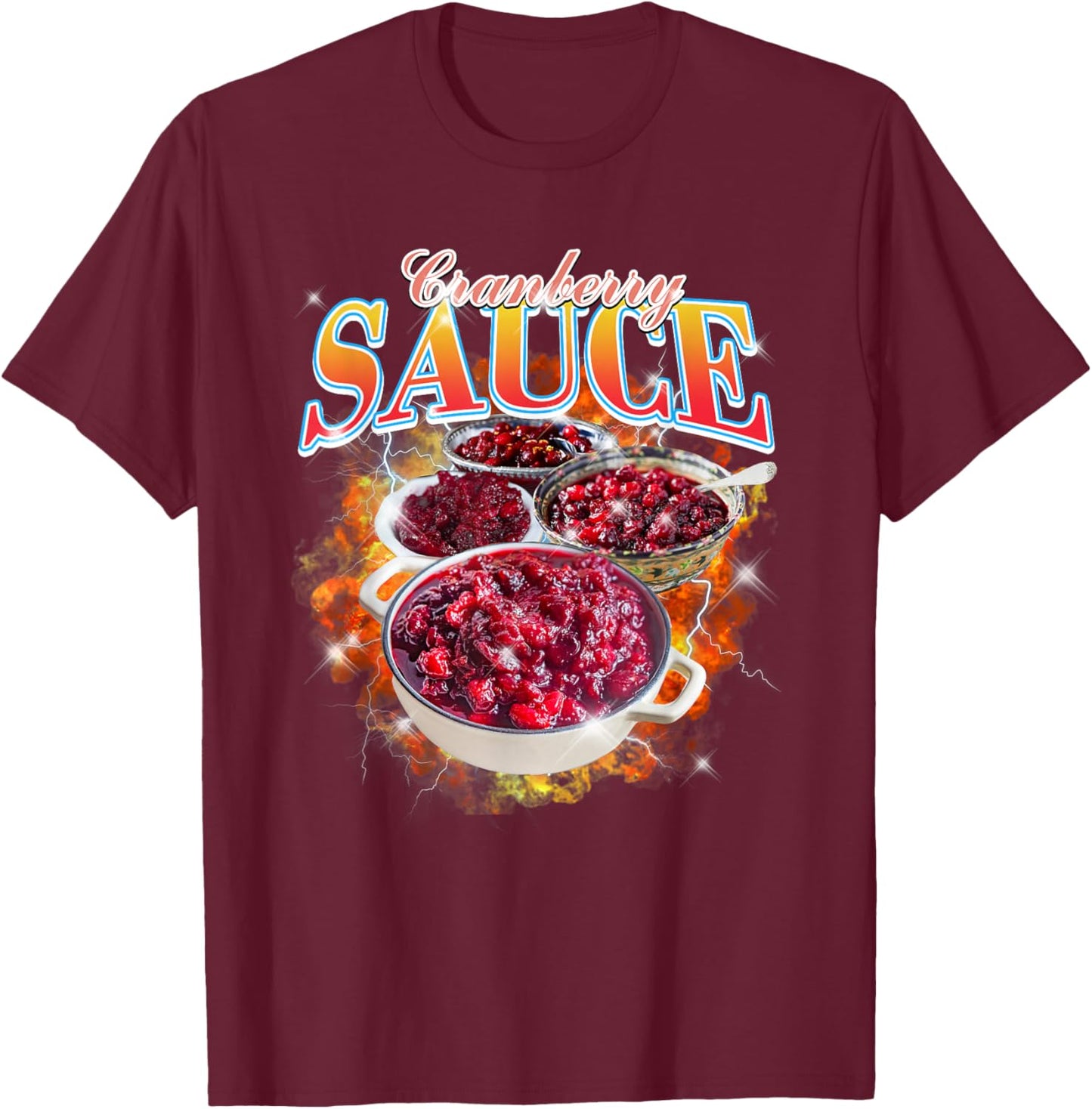 Thanksgiving Cranberry Sauce Bootleg 90's Rap Rock Vintage T-Shirt - T-Shirt | Maroon