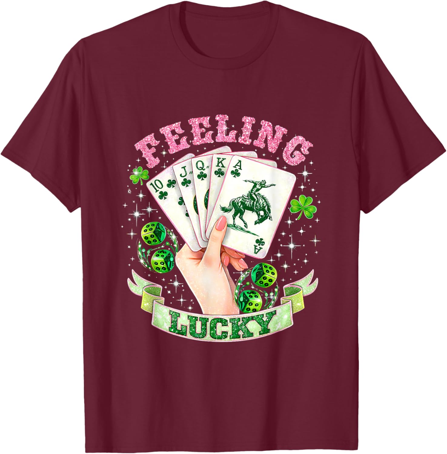 Funny Feeling Lucky Howdy Cowgirl Club Saint Patrick T-Shirt - T-Shirt | Maroon