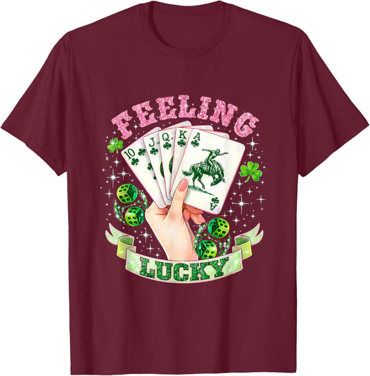Funny Feeling Lucky Howdy Cowgirl Club Saint Patrick T-Shirt - T-Shirt | Maroon