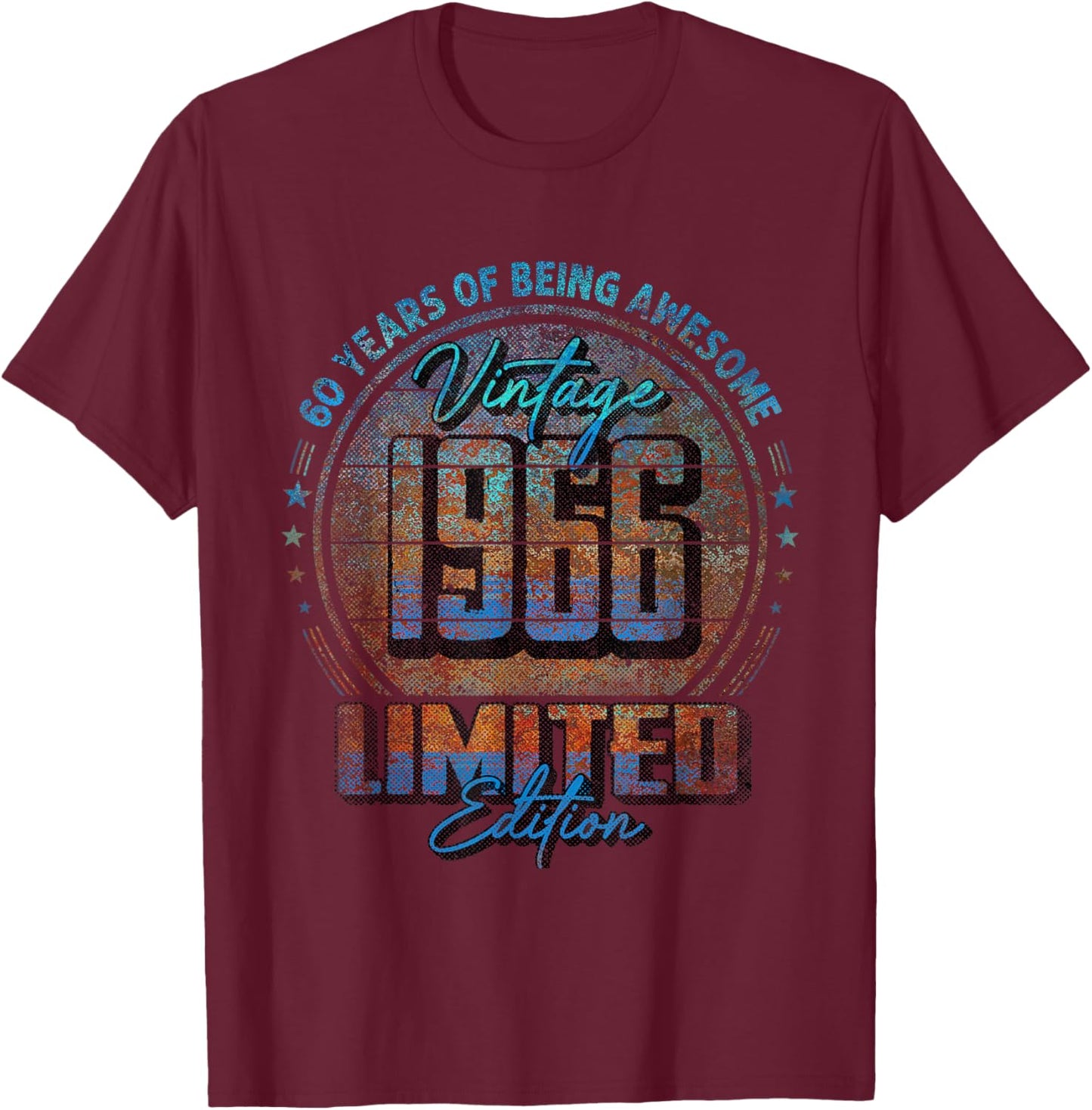 Vintage 1966 Limited Edition Shirt 60 Year Old 60th Birthday T-Shirt - T-Shirt | Maroon