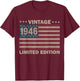 US Flag 80 Birthday American USA Men 80yr 1946 80th Birthday T-Shirt - T-Shirt | Maroon