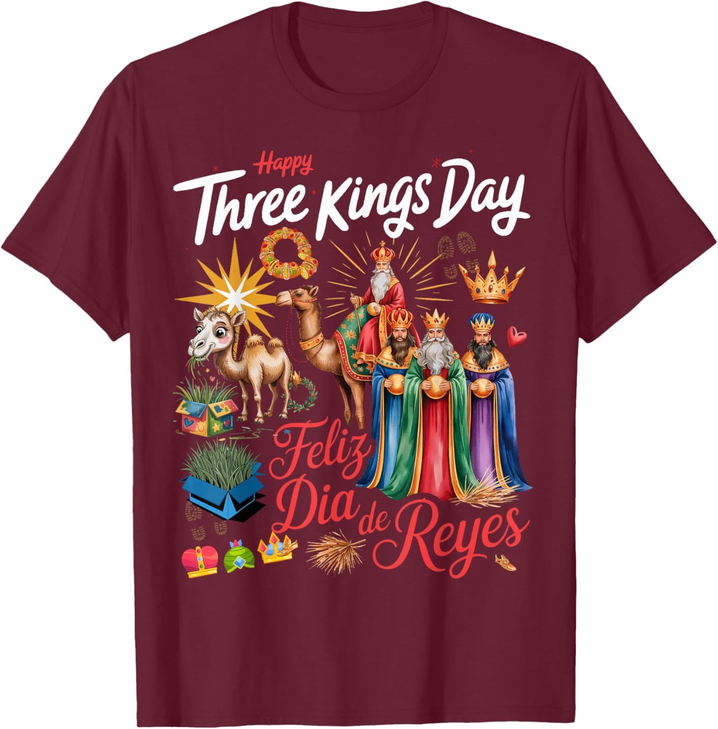 Three Kings Day Costume Idea & Día De Los Reyes T-Shirt - T-Shirt | Maroon
