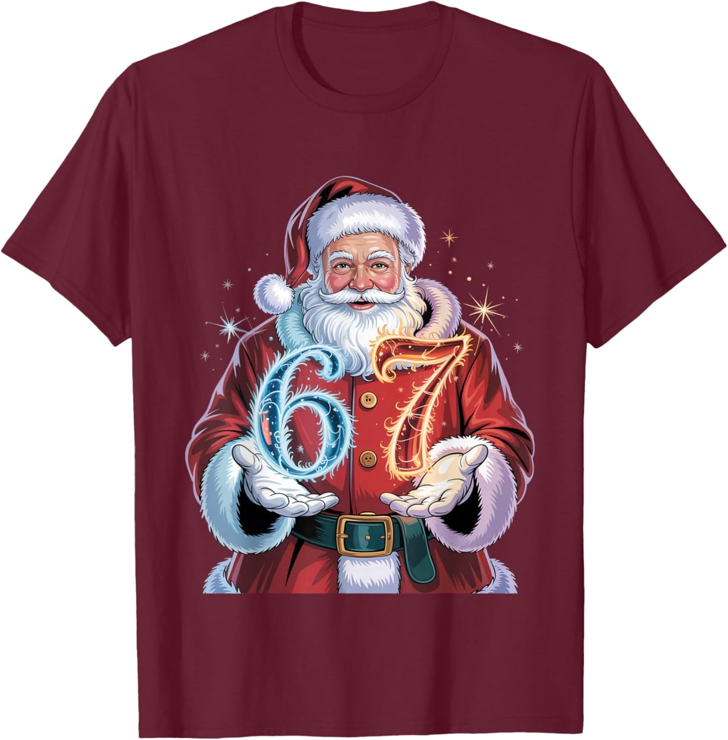 Christmas 67 Funny Xmas Six Seven Ugly Sweater 6-7 T-Shirt - T-Shirt | Maroon