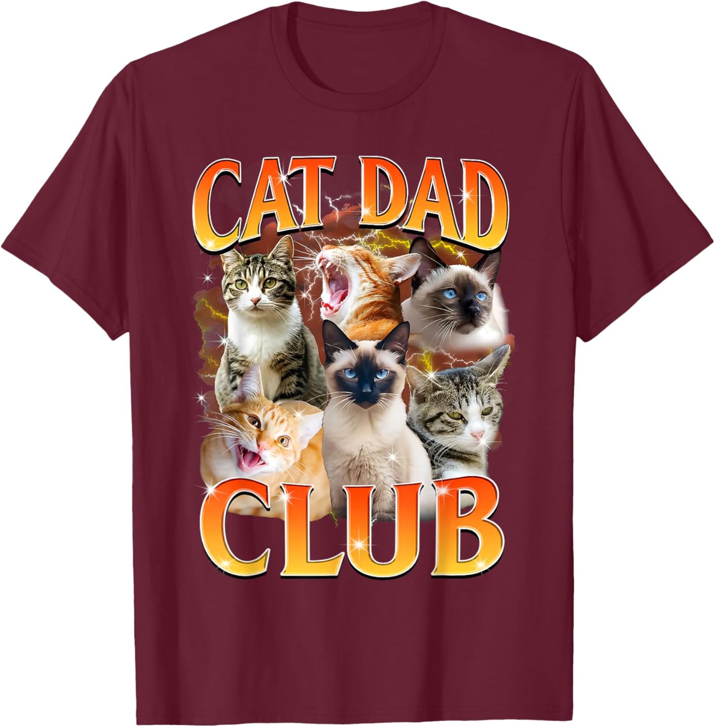 Cat Dad Club Funny Life is Better with Cats Father's Day T-Shirt - T-Shirt | Maroon
