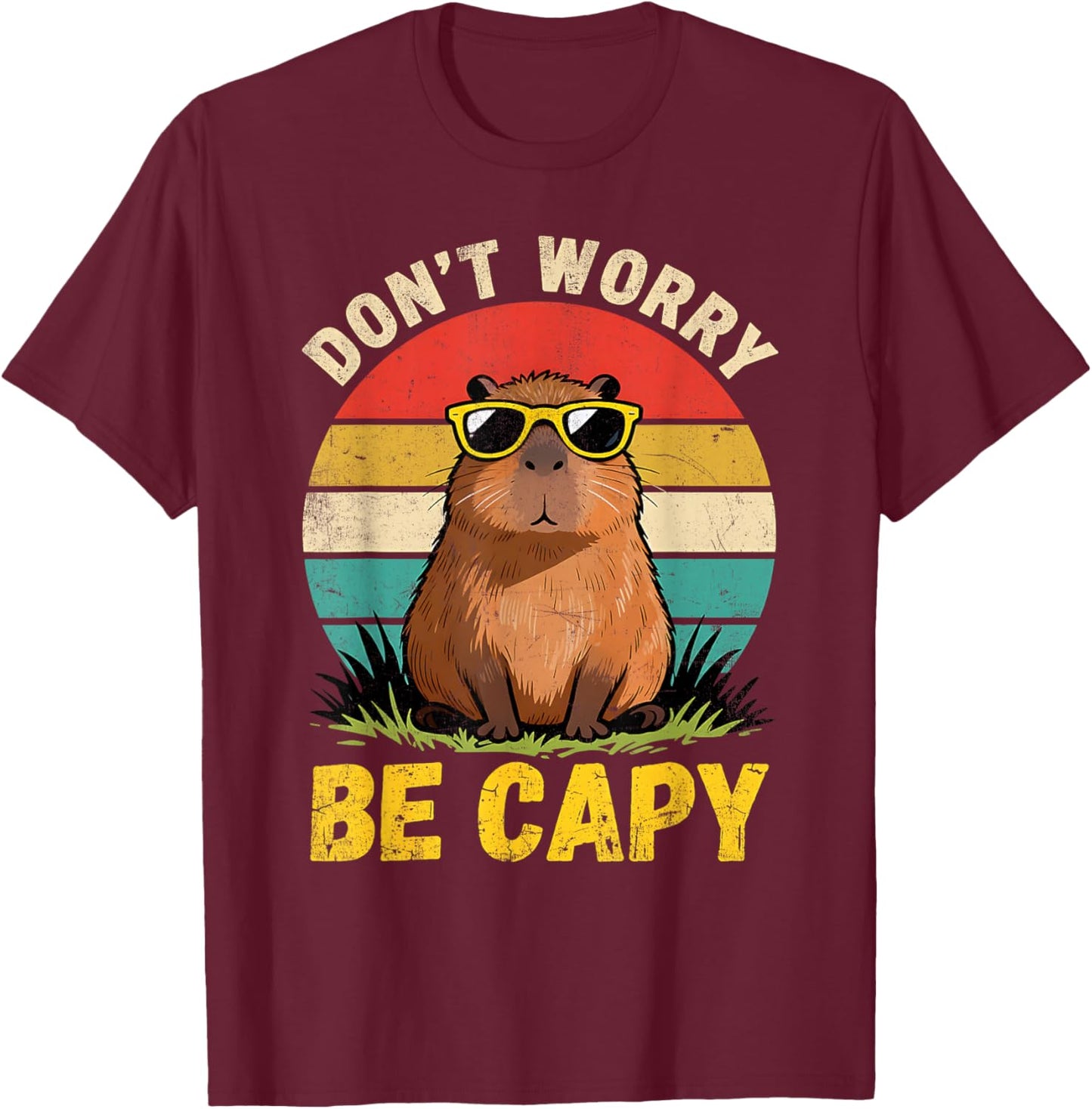 Toddler Don't Worry Be Capy Cute Capybara Birthday Kids T-Shirt - T-Shirt | Maroon