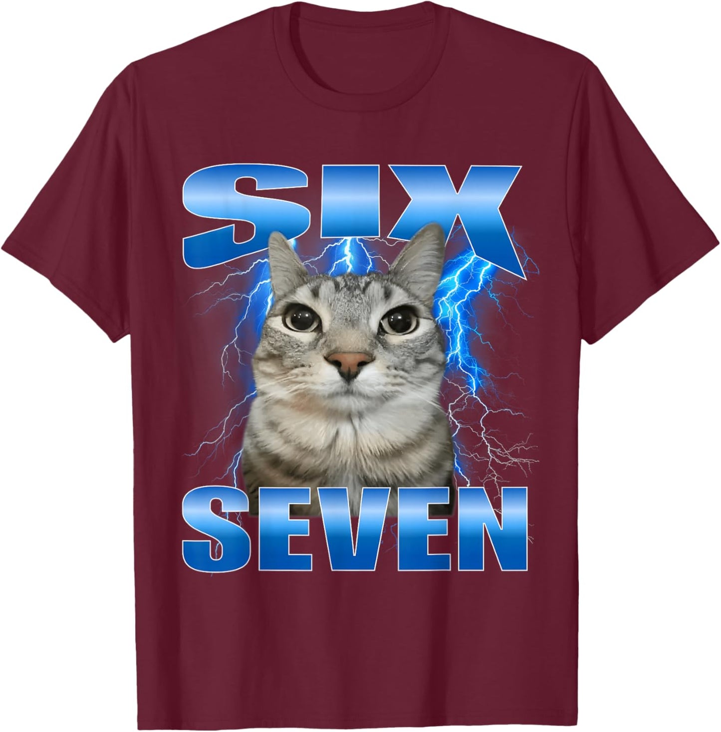 Six Seven Cat Bootleg T-Shirt - T-Shirt | Maroon