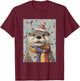Otter Birthday Confetti Retro Pop Art T-Shirt - T-Shirt | Maroon