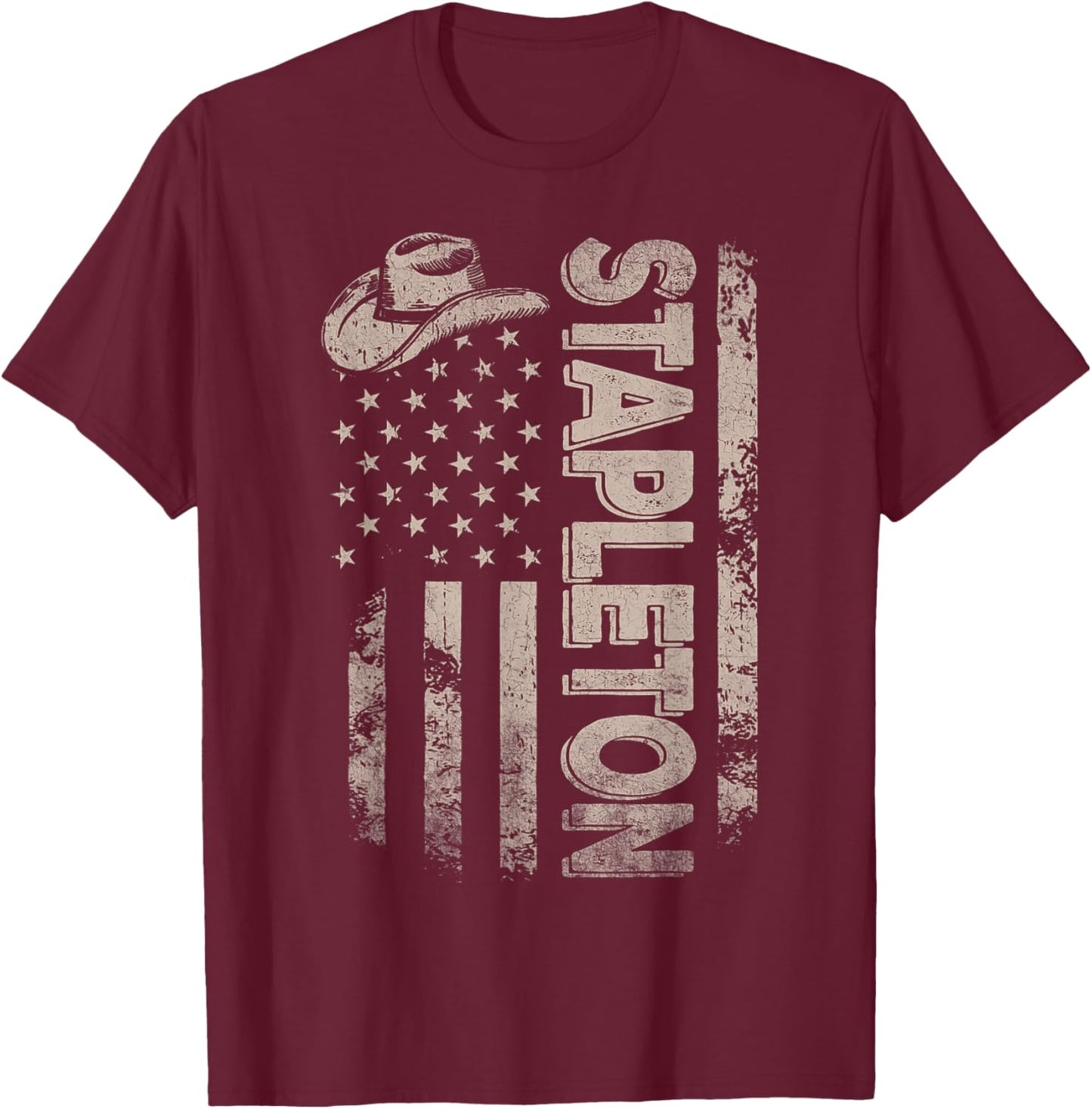 Distressed Stapleton Name Personalized 80s 90s Vintage T-Shirt - T-Shirt | Maroon