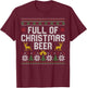 Full of Christmas Beer and Christmas Cheer Couple Matching T-Shirt - T-Shirt | Maroon