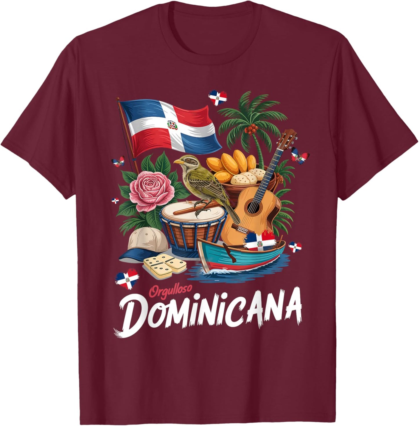 Dominicana Costume Idea Dominican Republic Flag T-Shirt - T-Shirt | Maroon