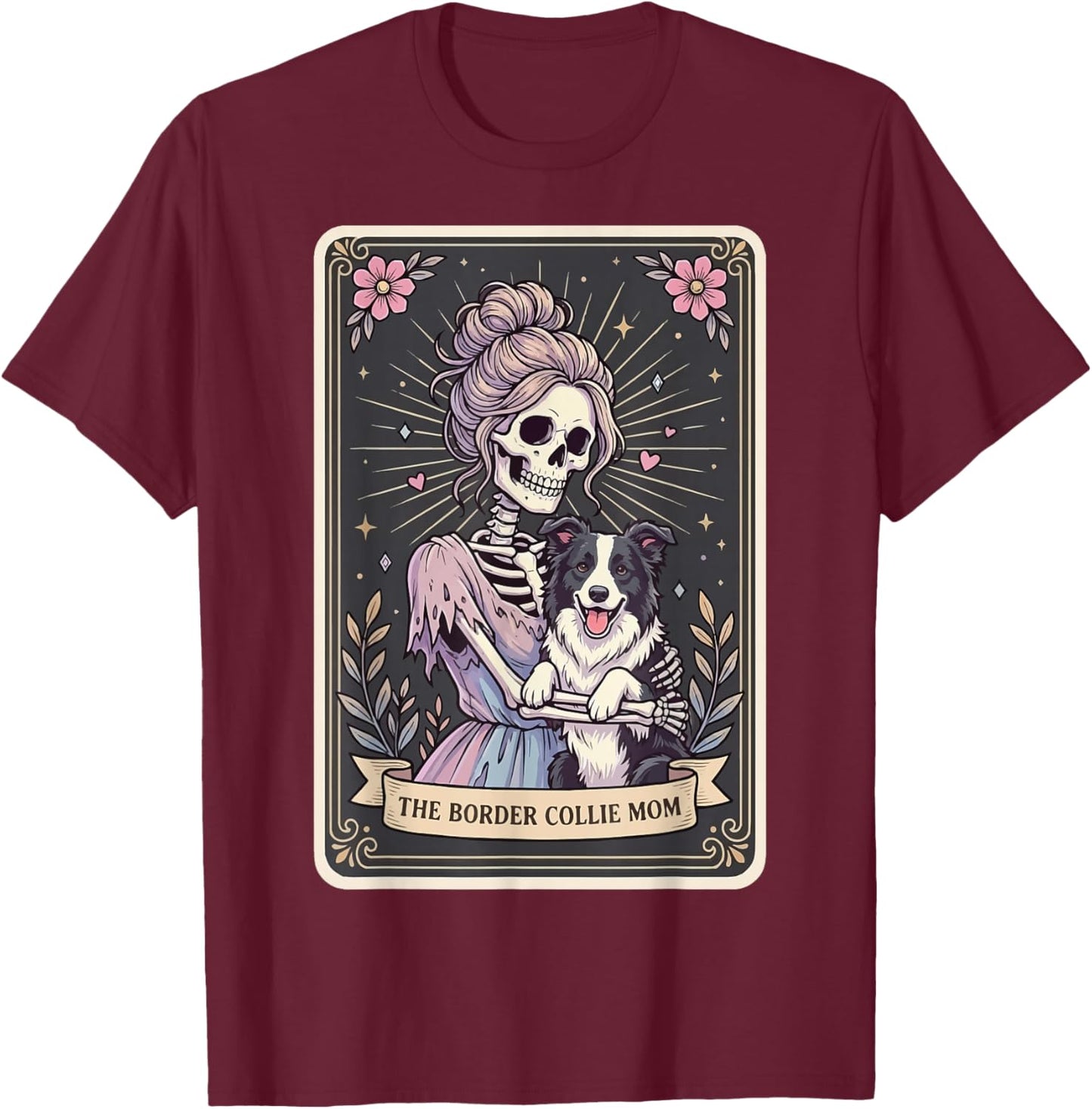 The Border Collie Mom Tarot Card T-Shirt - T-Shirt | Maroon