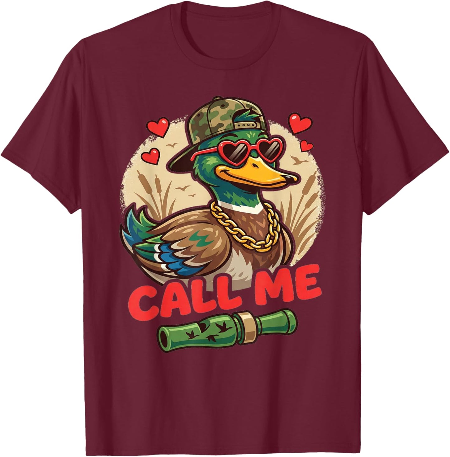 Call Me Duck Hunting Retro Valentine's Day Men Women T-Shirt - T-Shirt | Maroon