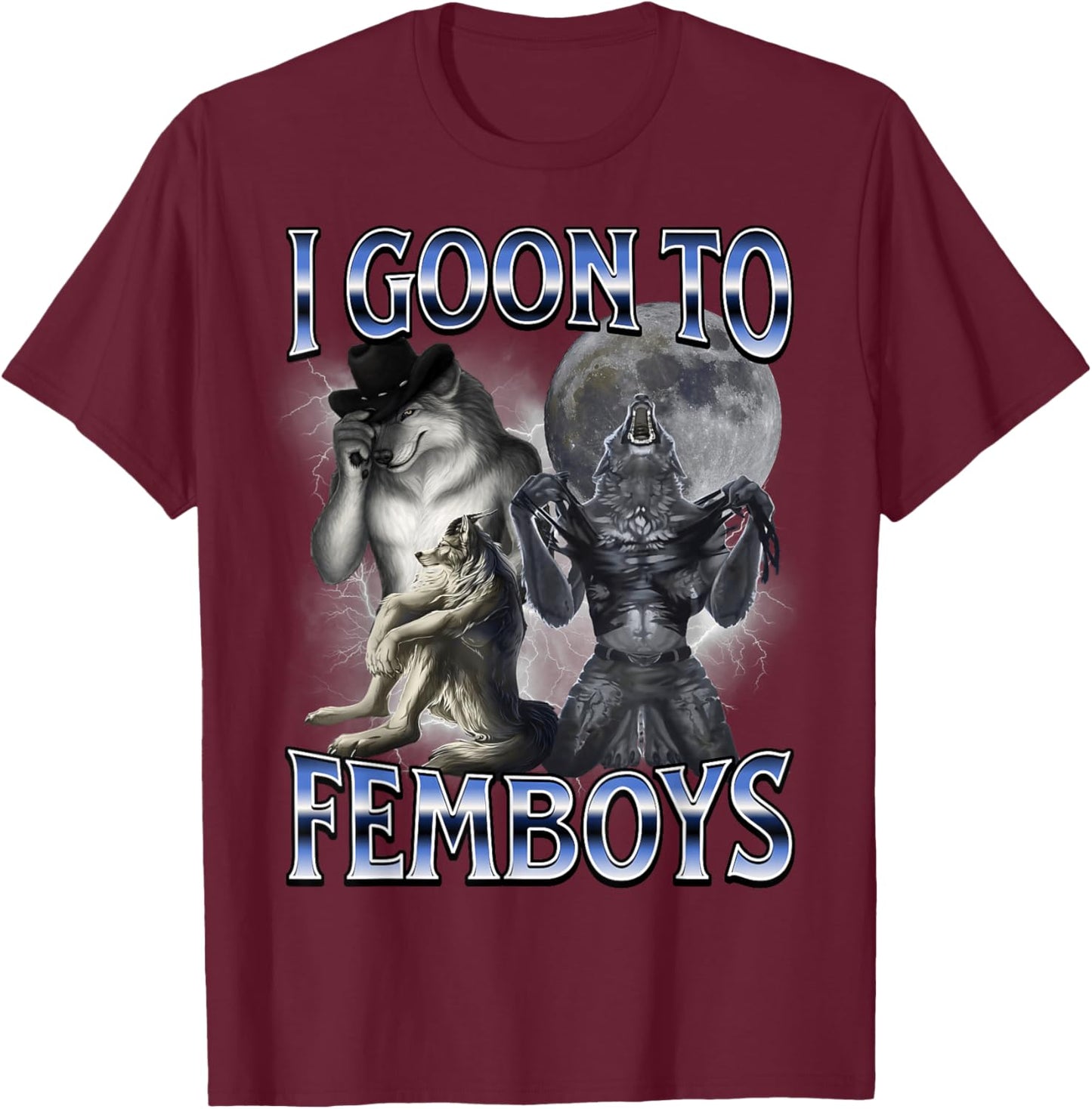 I Goon to FEMBOYS Certified Gooner Brainrot Meme Edging T-Shirt - T-Shirt | Maroon