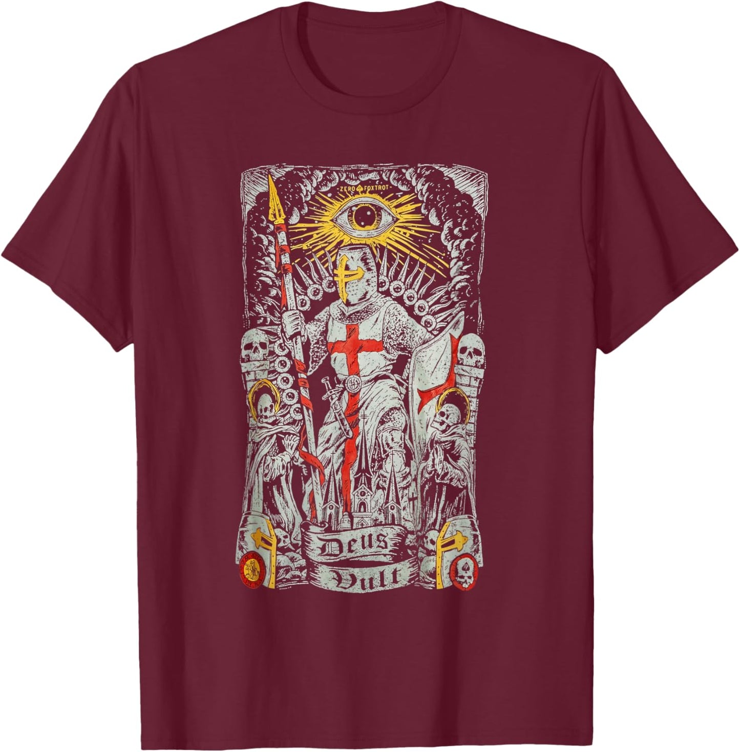 Deus Vult Knights Templar Crusades T-Shirt - T-Shirt | Maroon