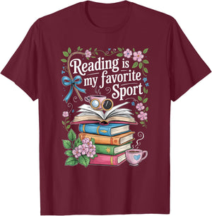 Reading is My Favorite Sport Funny Reader Book Lovers T-Shirt - T-Shirt | Maroon