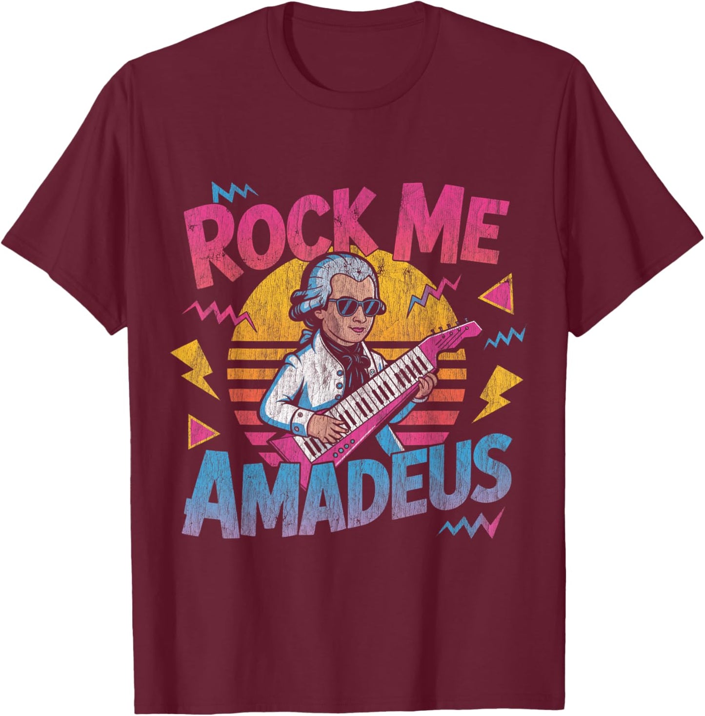 Rock Me Amadeus Funny 1980s T-Shirt - T-Shirt | Maroon