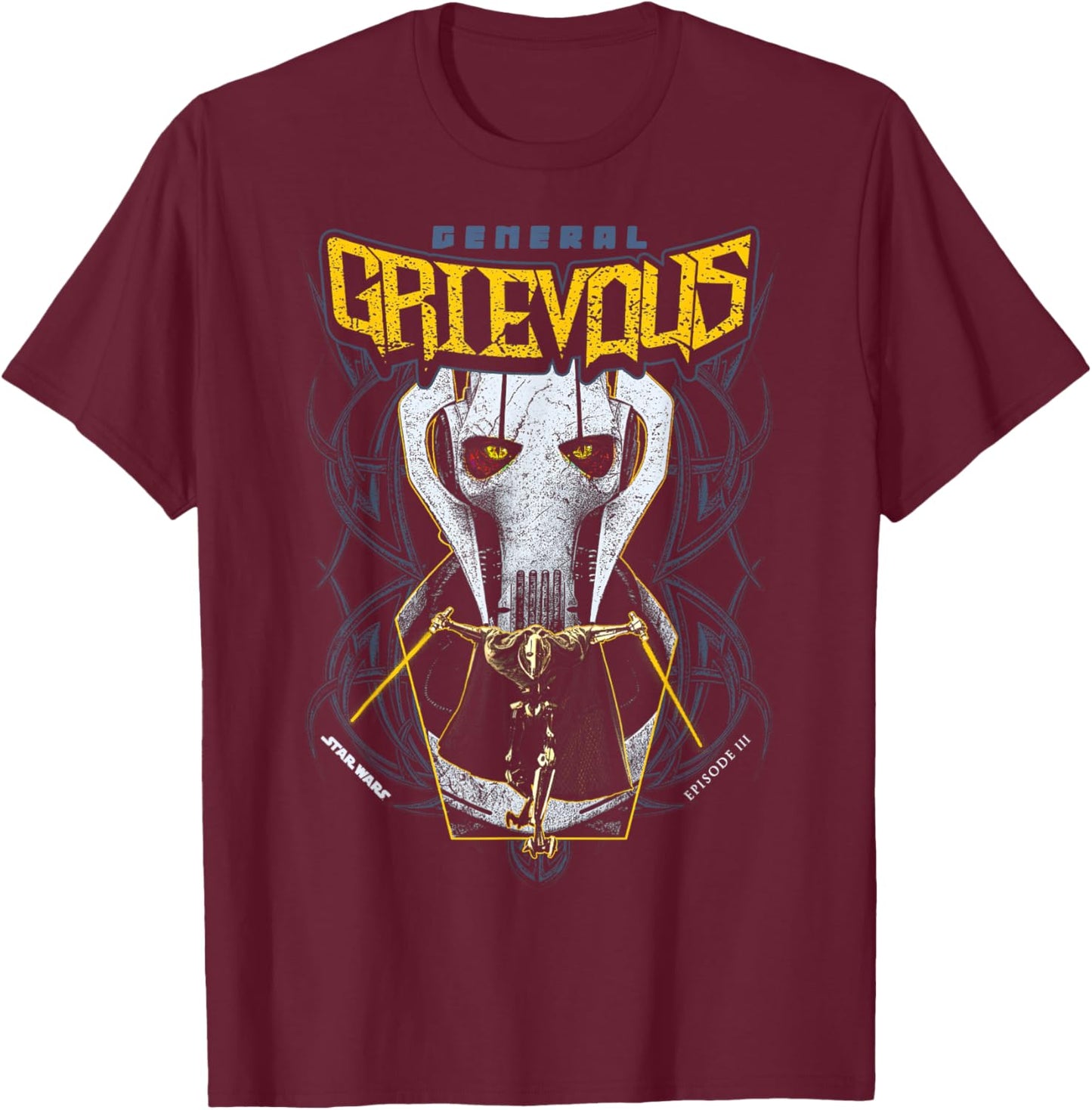 Star Wars Revenge of The Sith General Grievous T-Shirt - T-Shirt | Maroon