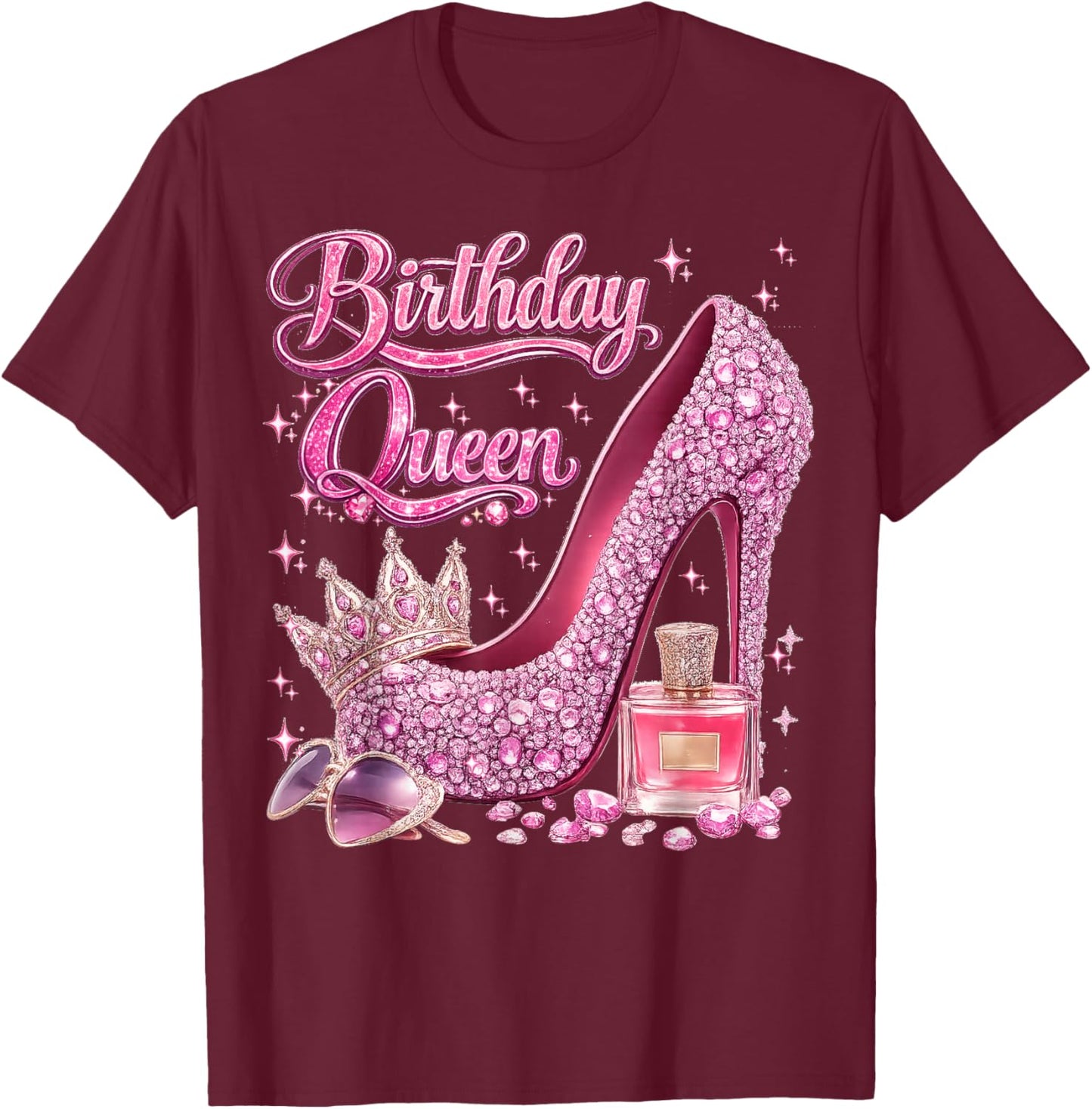 Birthday Queen Happy Birthday Party Girls Women T-Shirt - T-Shirt | Maroon