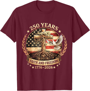 250 Years American 1776 2026 250th USA Birthday 4th of July T-Shirt - T-Shirt | Maroon